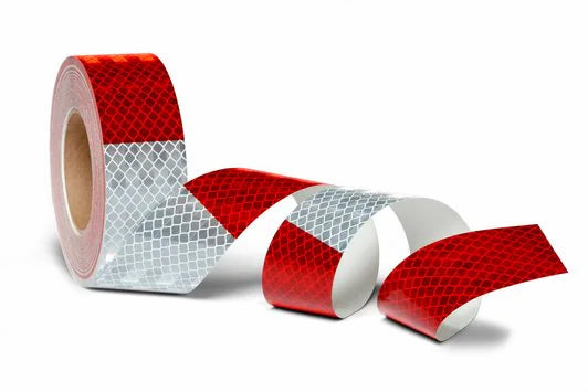 3M 913-XX-2"x50yds Red/White Flexible Prismatic Conspicuity Material